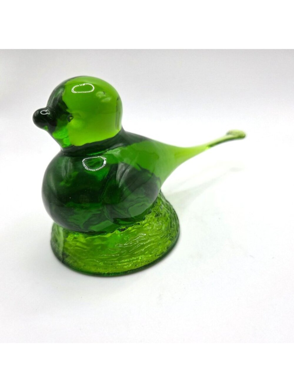Kanawha Glass Green Bird on A Nest Figurine Candle Snuffer 5.5" Long MCM - Picture 3 of 10